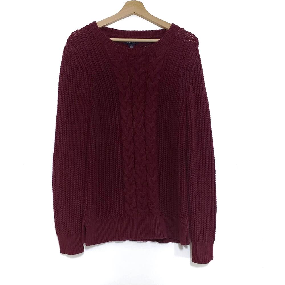 Nautica | Burgundy Red Cable Knit Heavyknit Sweater